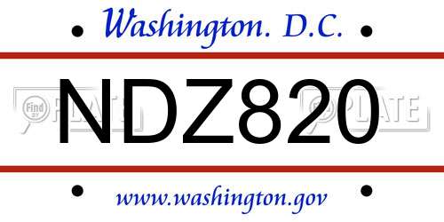 NDZ820 District Of Columbia License Plate