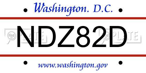 NDZ82D District Of Columbia License Plate