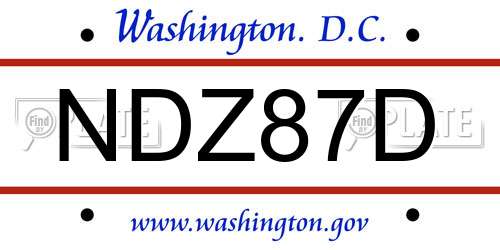 NDZ87D District Of Columbia License Plate