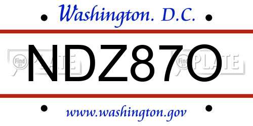 NDZ87O District Of Columbia License Plate