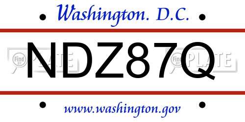 NDZ87Q District Of Columbia License Plate