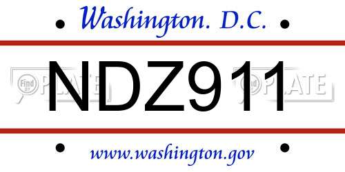 NDZ911 District Of Columbia License Plate