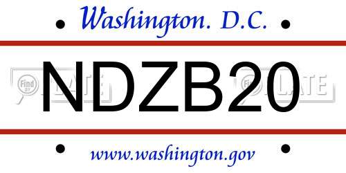 NDZB20 District Of Columbia License Plate