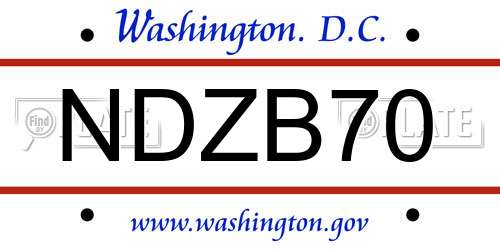 NDZB70 District Of Columbia License Plate