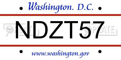 NDZT57 District Of Columbia License Plate