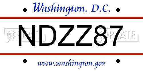 NDZZ87 District Of Columbia License Plate