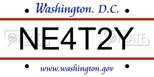 NE4T2Y District Of Columbia License Plate