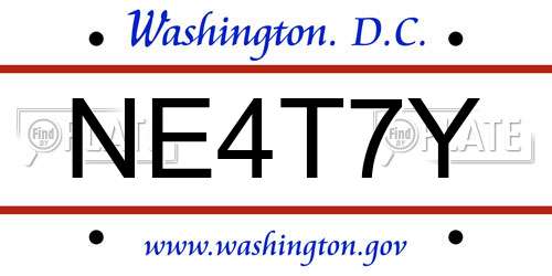NE4T7Y District Of Columbia License Plate