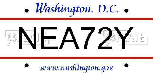 NEA72Y District Of Columbia License Plate