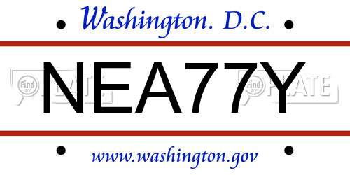 NEA77Y District Of Columbia License Plate