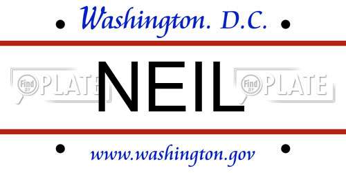 NEIL District Of Columbia License Plate