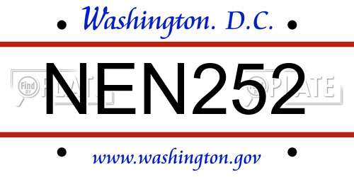 NEN252 District Of Columbia License Plate