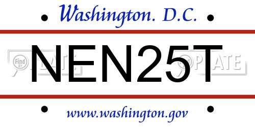 NEN25T District Of Columbia License Plate