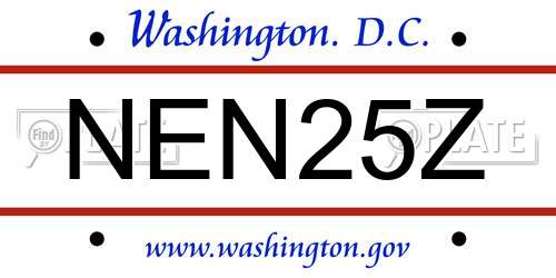 NEN25Z District Of Columbia License Plate