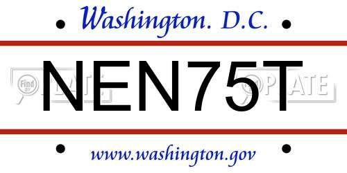 NEN75T District Of Columbia License Plate