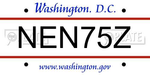 NEN75Z District Of Columbia License Plate
