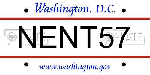 NENT57 District Of Columbia License Plate