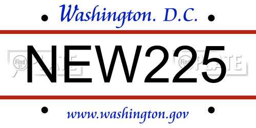 NEW225 District Of Columbia License Plate