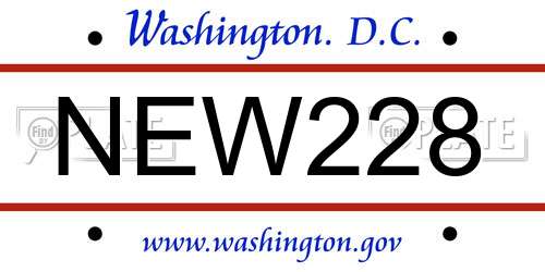 NEW228 District Of Columbia License Plate
