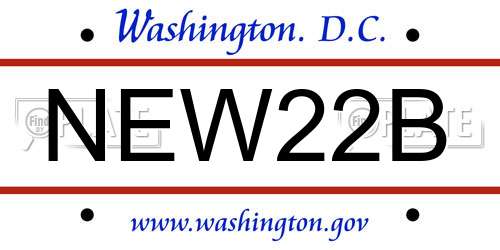 NEW22B District Of Columbia License Plate