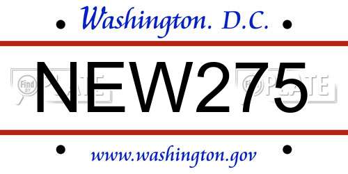 NEW275 District Of Columbia License Plate