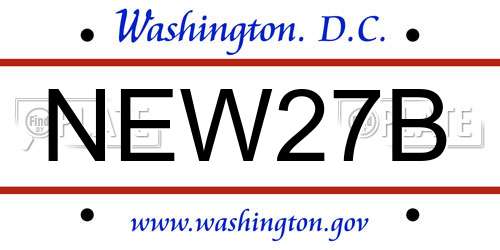 NEW27B District Of Columbia License Plate