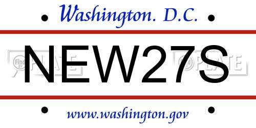 NEW27S District Of Columbia License Plate