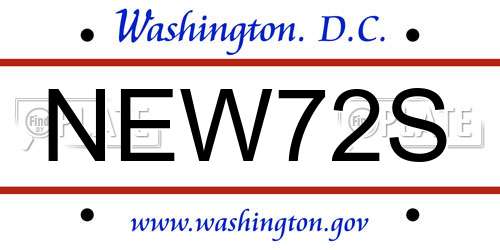 NEW72S District Of Columbia License Plate
