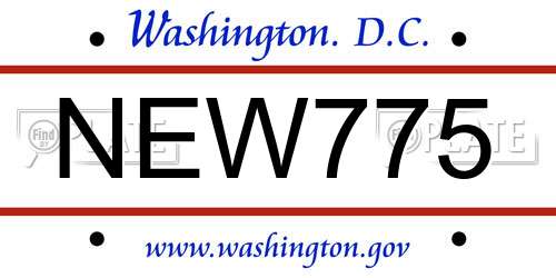 NEW775 District Of Columbia License Plate