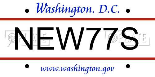 NEW77S District Of Columbia License Plate