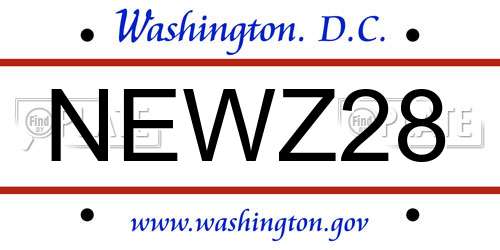 NEWZ28 District Of Columbia License Plate