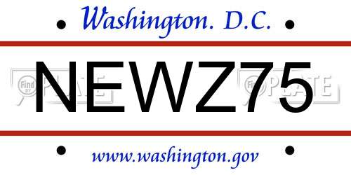 NEWZ75 District Of Columbia License Plate
