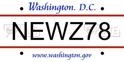 NEWZ78 District Of Columbia License Plate