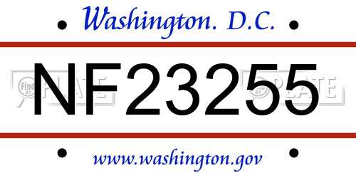 NF23255 District Of Columbia License Plate