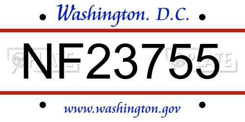 NF23755 District Of Columbia License Plate