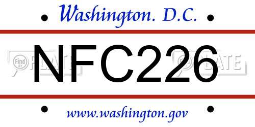 NFC226 District Of Columbia License Plate