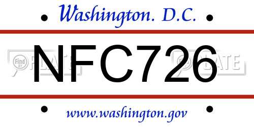 NFC726 District Of Columbia License Plate