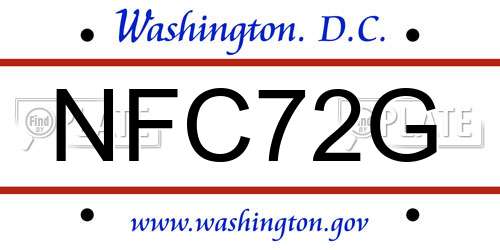 NFC72G District Of Columbia License Plate