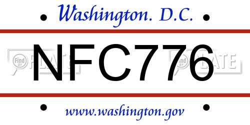 NFC776 District Of Columbia License Plate