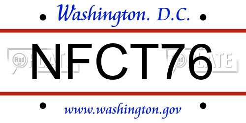 NFCT76 District Of Columbia License Plate