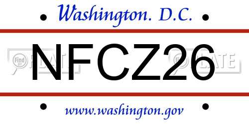 NFCZ26 District Of Columbia License Plate