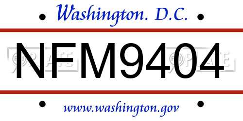 NFM9404 District Of Columbia License Plate