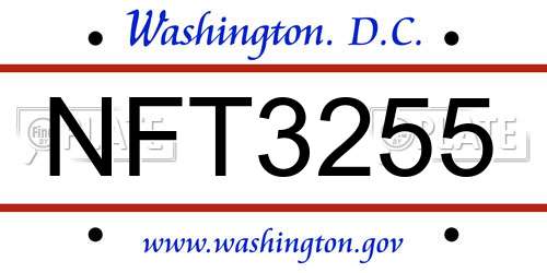 NFT3255 District Of Columbia License Plate
