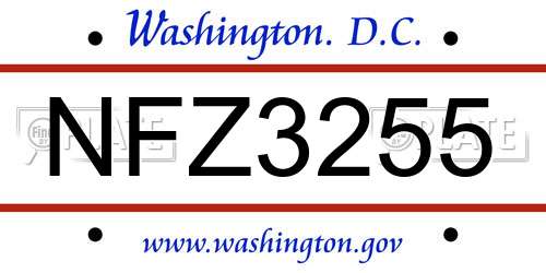 NFZ3255 District Of Columbia License Plate
