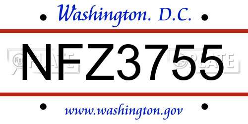NFZ3755 District Of Columbia License Plate