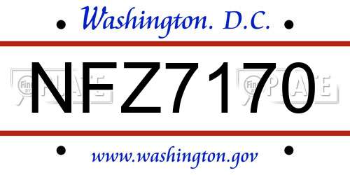 NFZ7170 District Of Columbia License Plate