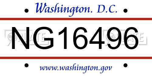 NG16496 District Of Columbia License Plate