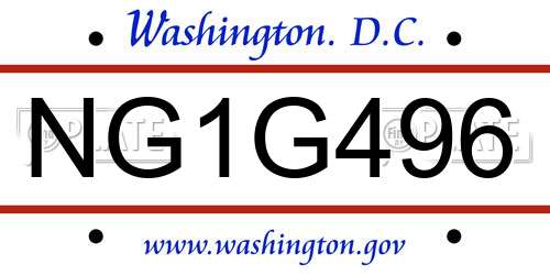 NG1G496 District Of Columbia License Plate