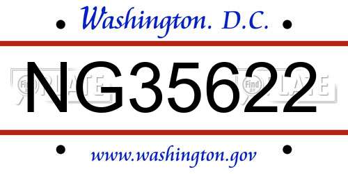 NG35622 District Of Columbia License Plate