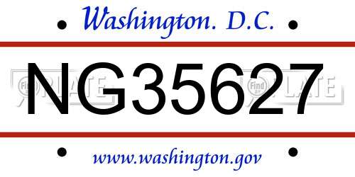 NG35627 District Of Columbia License Plate